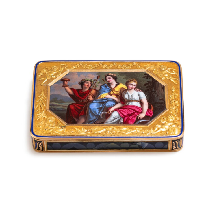 A gold and enamel snuff box, Jean-George Rémond & Co, Geneva, 1804 - 1807.