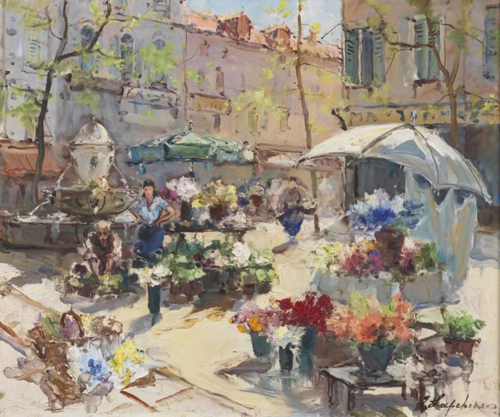 GEORGES LAPCHINE (1885-1950) FLOWER MARKET IN TOULON